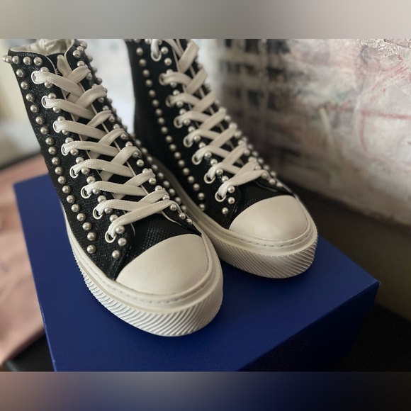 NEVER WORN STUART WEITZMAN Pearl Laced High-Top Sneaker - Picture 7 of 14